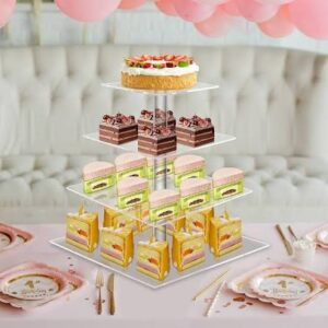 CLEAR ACRYLIC SQUARE 4 LAYER CUPCAKE/CAKE STAND SET (0801-2)