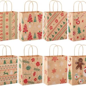 CHRISTMAS PRINTED KRAFT PAPER BAGS (0805-1) 8" X 5" X 3"