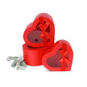 RED HEART GIFT/CAKE/FLOWER BOXES W/BOW 3PC SET