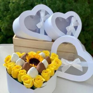 WHITE HEART GIFT/CAKE/FLOWER BOXES W/BOW 3PC SET