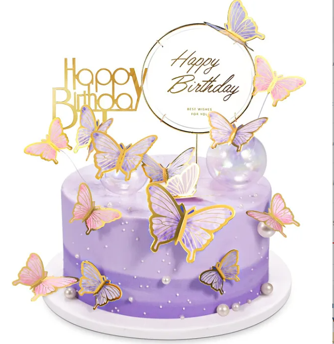 PURPLE/PINK SUIT HAPPY BIRTHDAY BUTTERFLY SET