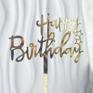 GOLDEN STAR HAPPY BIRTHDAY CAKE TOPPER