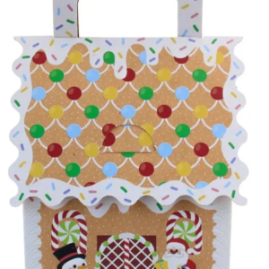 GINGERBREAD HOUSE TREAT BOX W/HANDLE - WHITE