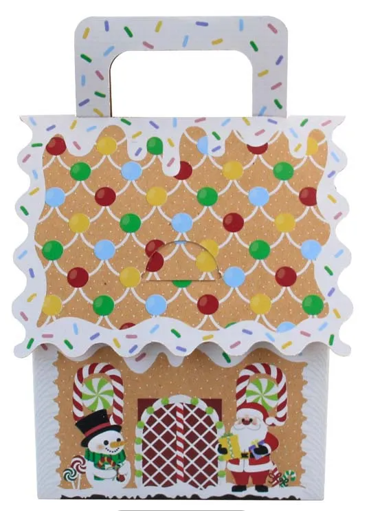 GINGERBREAD HOUSE TREAT BOX W/HANDLE - WHITE