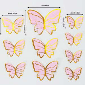 BUTTERFLY CAKE TOPPER 10PC - PINK/GOLD