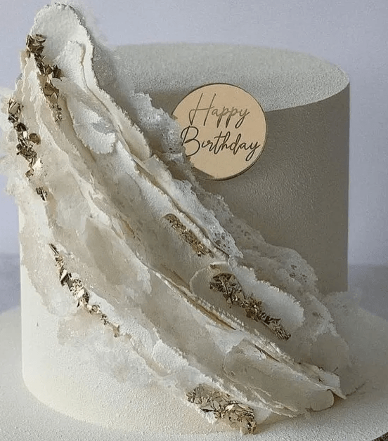STEMLESS HBD DISC TOPPER - GOLD ROUND CURSIVE 6