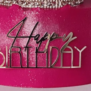 STEMLESS HBD TOPPER - GOLD MIXED FONT THIN SCRIPT 3