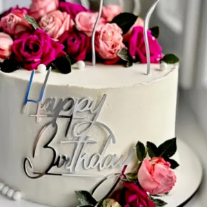 STEMLESS HBD TOPPER - SILVER UNDERLINED SCRIPT  1