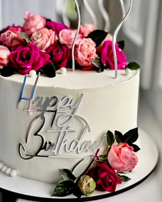 STEMLESS HBD TOPPER - SILVER UNDERLINED SCRIPT 1