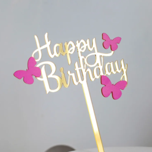 ROSE BUTTERFLY HAPPY BIRTHDAY TOPPER